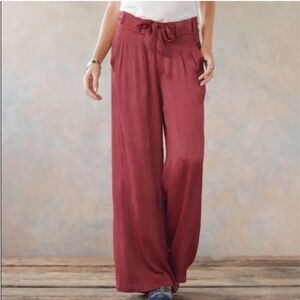 Sundance Wide Leg Pants | Size P4 | Tie Waist | Mauve Pink